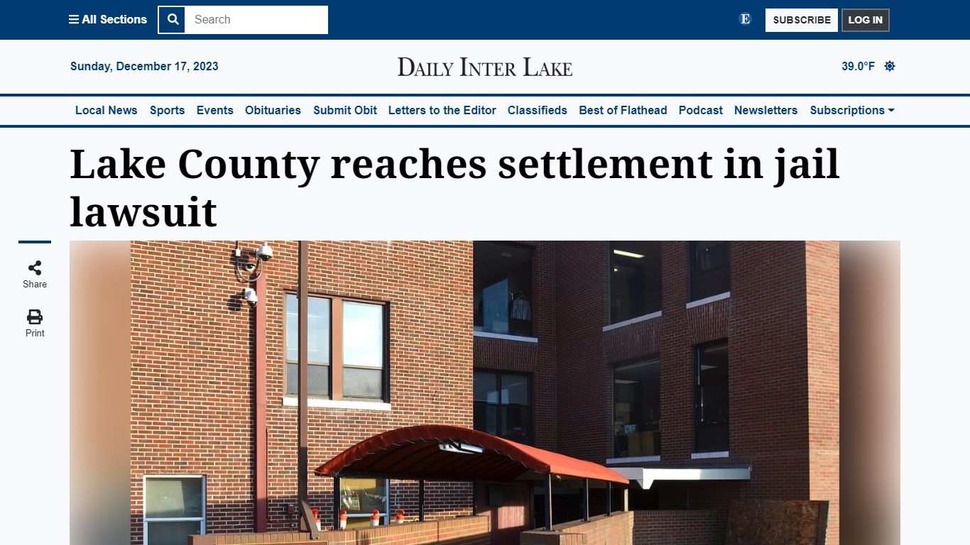 Lake County reaches settlement in jail lawsuit | Daily Inter Lake