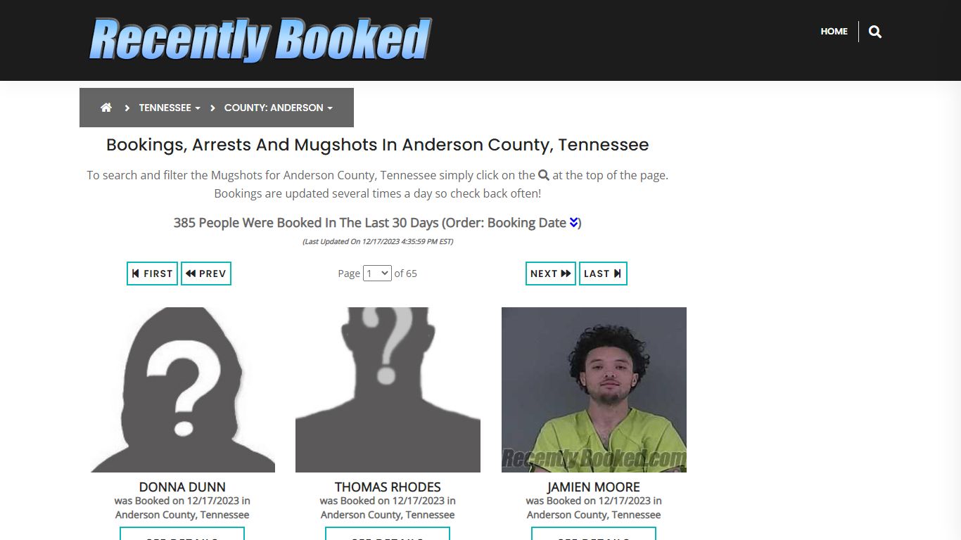 Bookings, Arrests and Mugshots in Anderson County, Tennessee